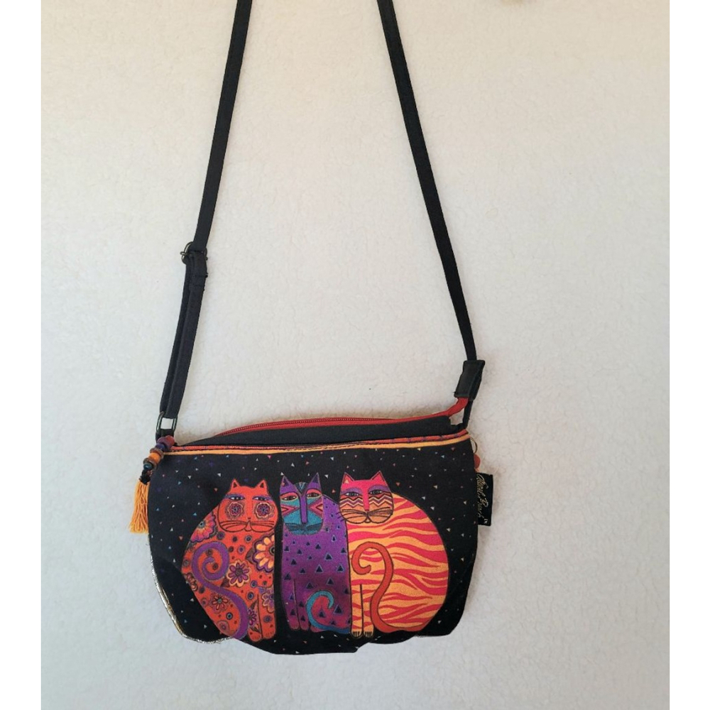 Laurel Burch Feline Friends Crossbody Bag Cat Purse, stain
